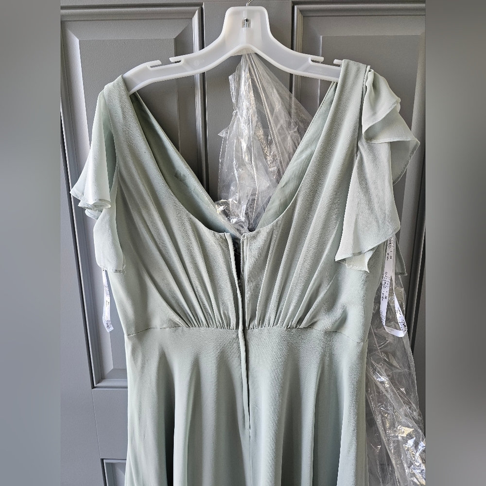 Dusty Sage, Floor Length, Flutter Sleeve, Chiffon… - image 4